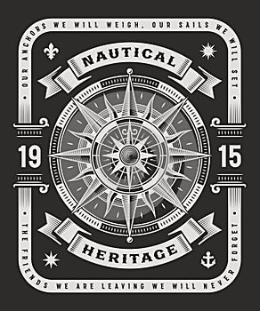 ÃÂ Vintage Nautical Heritage Typography On Black Background